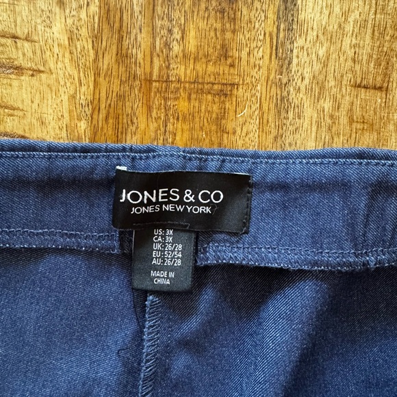 Jones New York Navy blue denim look stretch wide leg Trousers 3X NWT NEW - Picture 4 of 7